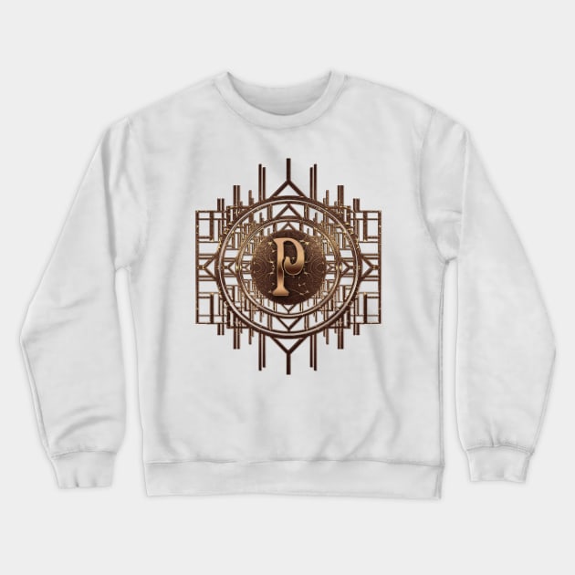 p letter monogrammed alphabet gifts in antique golden vintage style Crewneck Sweatshirt by designsbyxarah